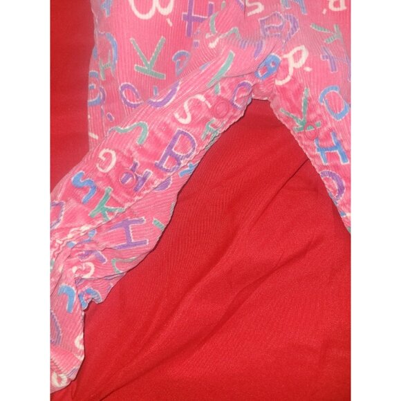 Vintage 90s OshKosh Alphabet AOP Overalls Pink Footed 6-9 Months Vestbak USA - Picture 7 of 11